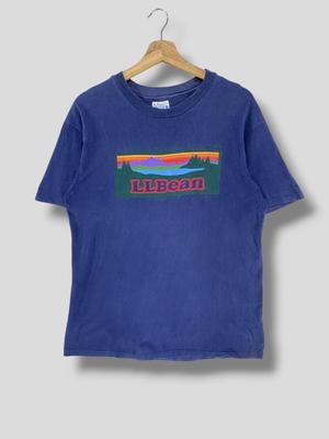 Vintage 80s Ll Bean Iconic Scenery Logo T-Shirt Collectible Outdoor Streetwear Casual Outfit Single Stitch Tee Blue Medium