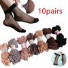 10PAIRS Crystal Transparent Silky Nylon Ankle Socks for Girls, Ultra-Thin No Show Elastic Socks for Women