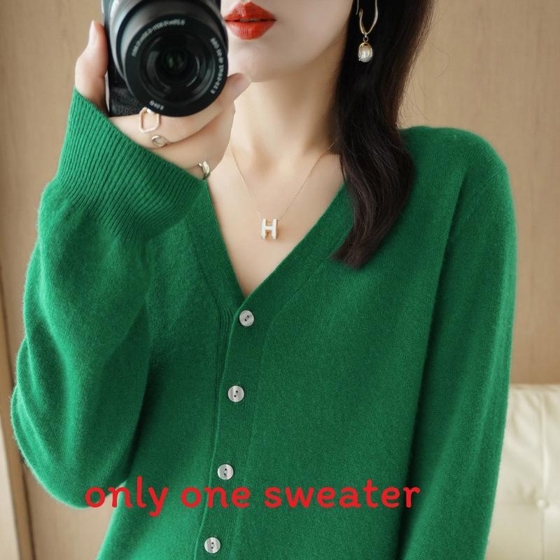 Knit Cardigan For Women With Vneck Long Sleeves Soft Polyester Blend For Casual Wear