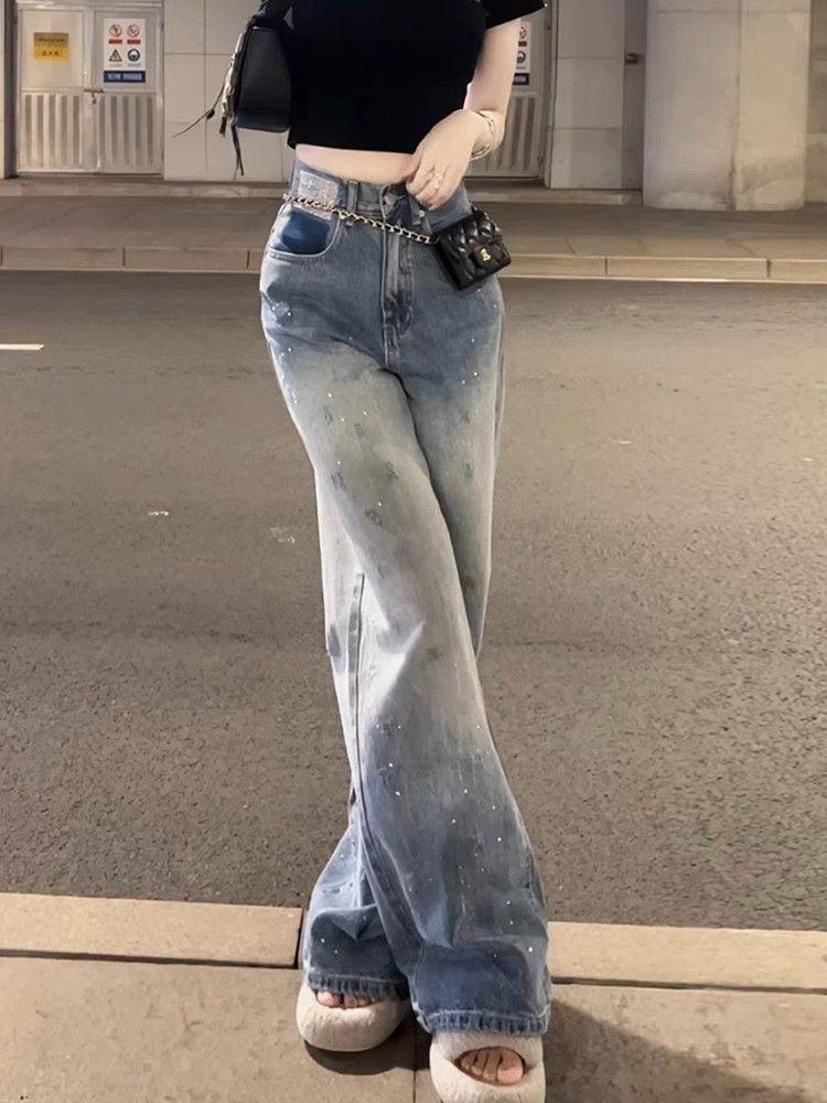 Vintage Baggy Gradient New Casual Elegant Jeans Women Y2k Harajuku High Waist Denim Trousers Female Retro Fashion Aesthetic Wide Pants