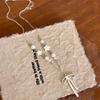 Trendige Perlen-Knoten-Halskette für Damen Elegantes Stern-Schleifen-Quasten-Choker-Schlüsselbein-Kette Party-Schmuck Geschenk