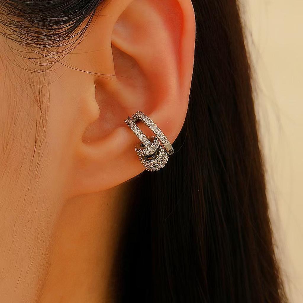 Micro-inlaid Zircon Multi-circle Smart Without Ear Piercings, Ear Bone Clip, Hipster Ear Clip Jewelry, 2026 Simple 2025 Earrings Jewelry