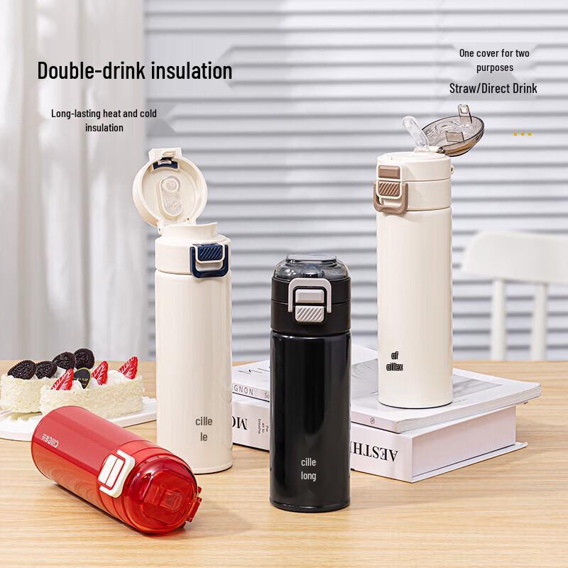 Cille Portable 316 Stainless Steel Dual-Use Thermos Cup