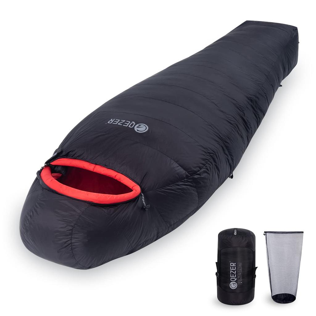 QEZER Winter Sleeping Down Sleeping Minimum Temperature Feather Mummy 660FP High Quality Down Sleeping 400T Water For Mountain Sleeping in the