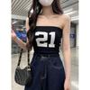 Kumikumi American Digital Print Knitted Tube Top Vest Women clothes Summer Slim fit Slimming Short Gyaru Top