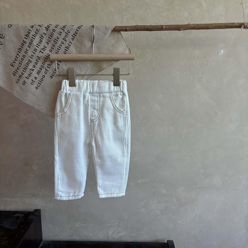 Kleinkind Jeans einfarbig im koreanischen Stil - Herbstliche Freizeithose für Babyjungen