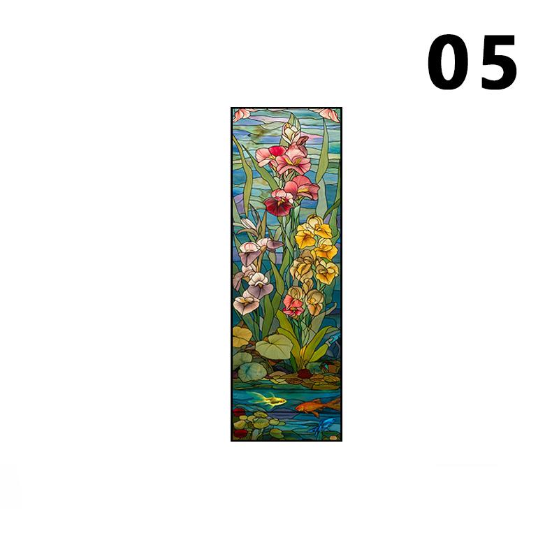 Retro Church Stained Glass Window Film Static Cling Privacy Window Film Translucent Home Decor Sunscreen Frosted Stickers