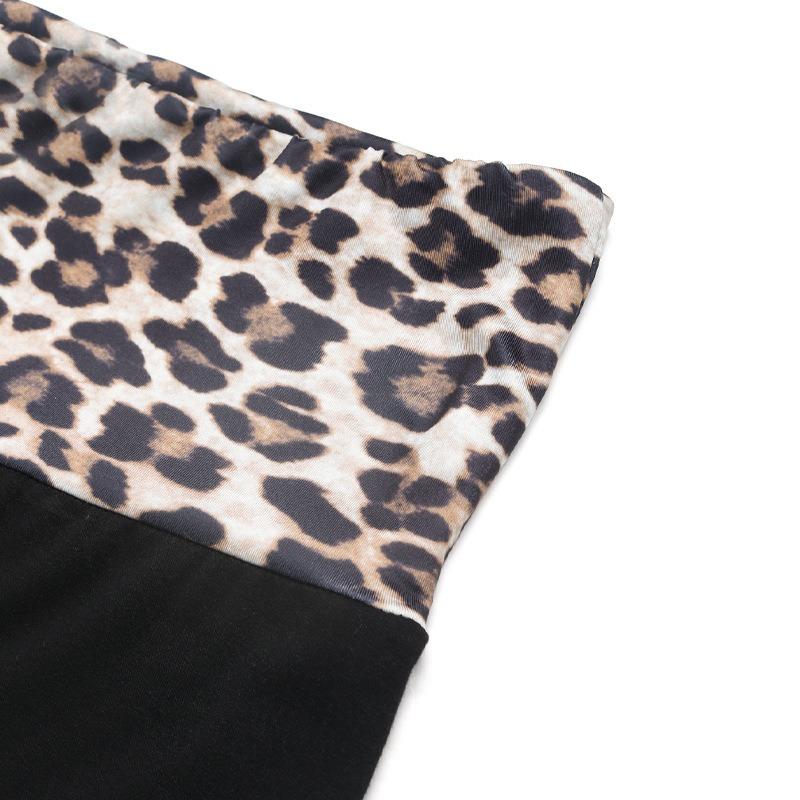 VEZFAA Damenmode Lässige Hosen mit Leopardenmuster und hoher Taille