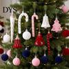 Cane Ball Shapes 10 Pcs Velvet Flocking Christmas Ornaments, Sparkly Glitter Flocked Icicle Bell Snowflake Pattern Decor Xmas Tree Hanging Decoration