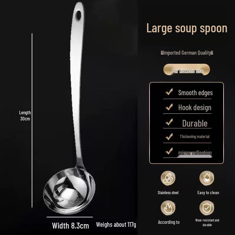 Duża chochla ze stali nierdzewnej z długim uchwytem – uniwersalne narzędzie kuchenne do zup, gorących potraw i nie tylko