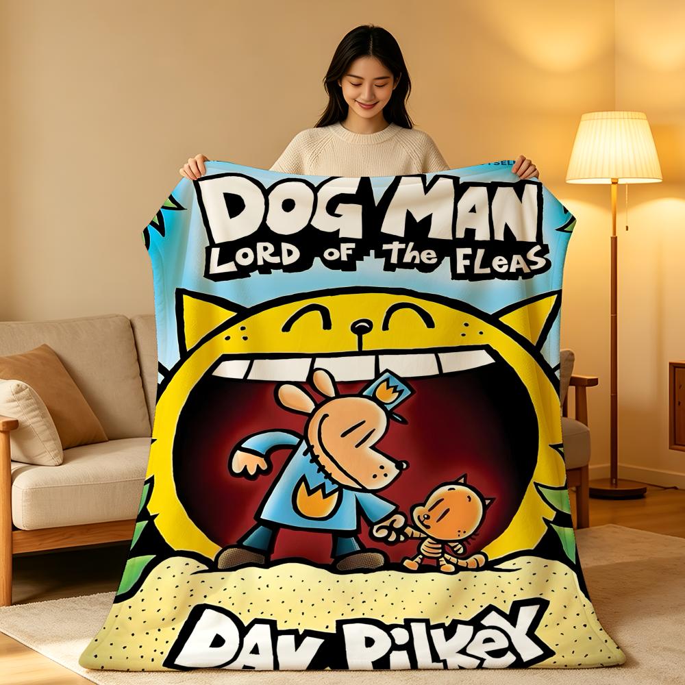 Cartoon D-Dog M-Man Throw High-Density Short Plush Blanket Soft Skin-Friendly For Sofa Nap Air-Conditioned Room