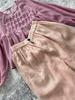 2024 Summer Arrival: Women's Shrimp Pink Tulle Linen Wide-Leg Long Pants