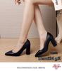 Solid color high heels women's pointed head light mouth single shoes large size temperament thick heel workplace work women's shoes women's fashion