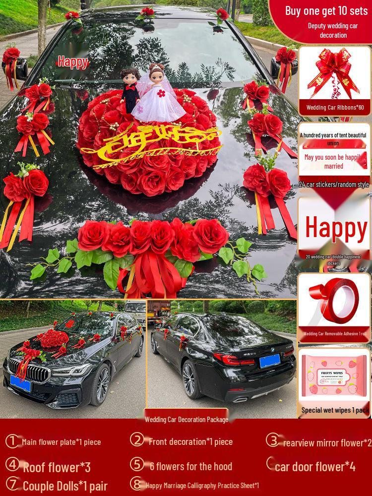 2024 Complete Wedding Car Decoration Set with Suction Cup Attachment