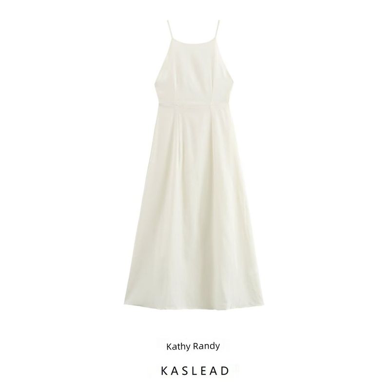 Kaslead New Arrival Women's Fashion Style Fashion Casual Drawstring Open Back Sling Dress