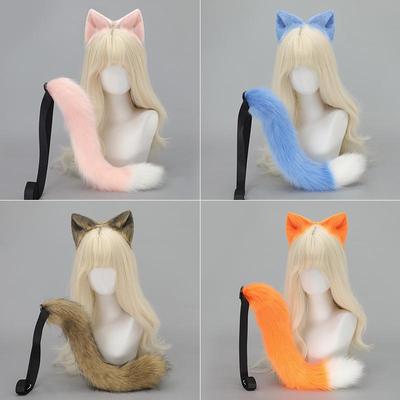 Ručně vyrobená sada kočičích uší a ocasu pro Halloween nebo Cosplay