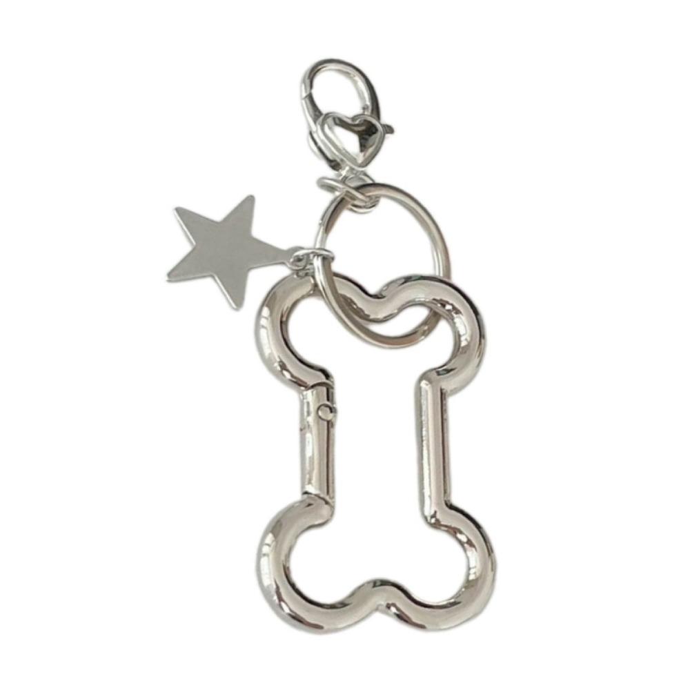 

Goth Retro Star Bag Pendant Punk Cool Bone Shape Keyring Fashion Bone Keychain Backpack срібний