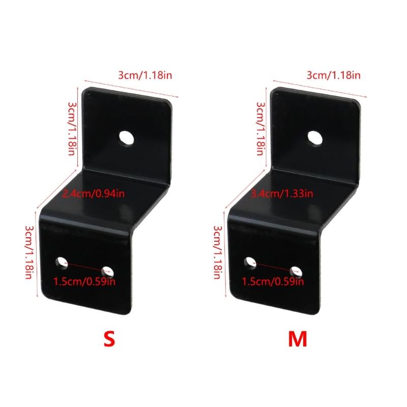 Pack Of 10 Z Shape Corner Brace Steel Black Coated Strong Furniture Brackets Quick Fixing for Shelves Cabinets