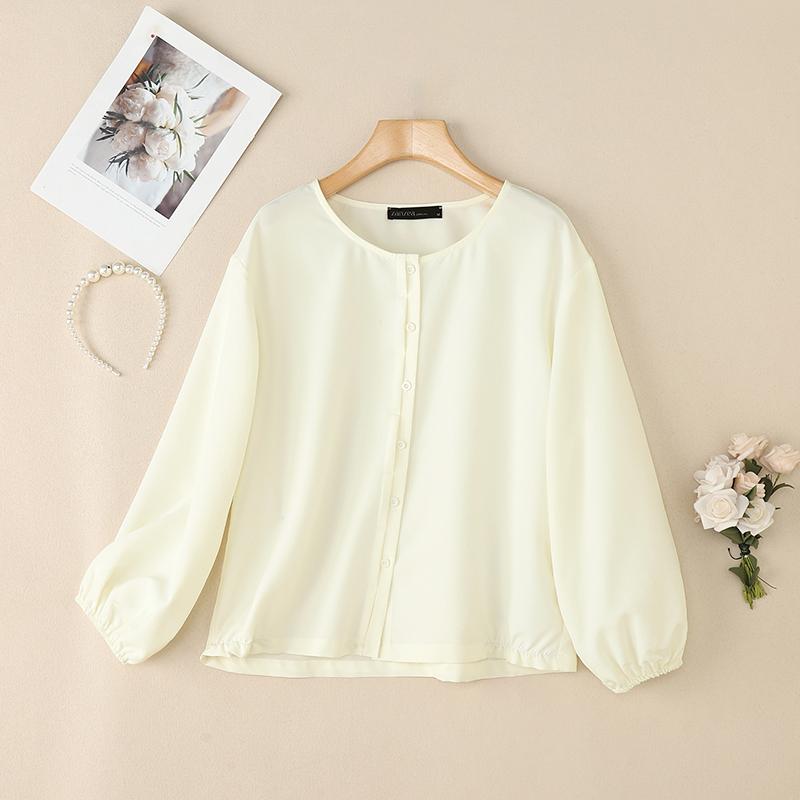 ZANZEA Women Casual Round Neck Loose Long Sleeve Plain Blouse