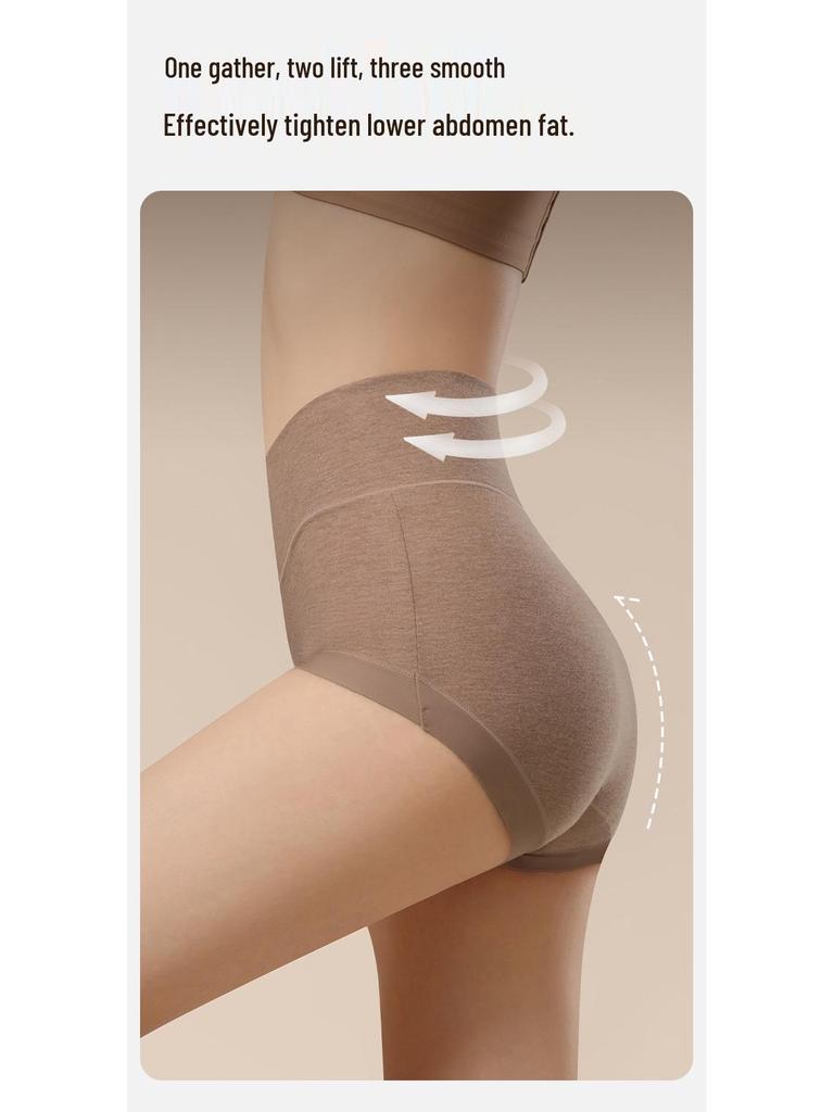 Women's High Waist Seamless Cotton Briefs - Antibacterial, Breathable, No Roll Edge, Micro Tummy Control.