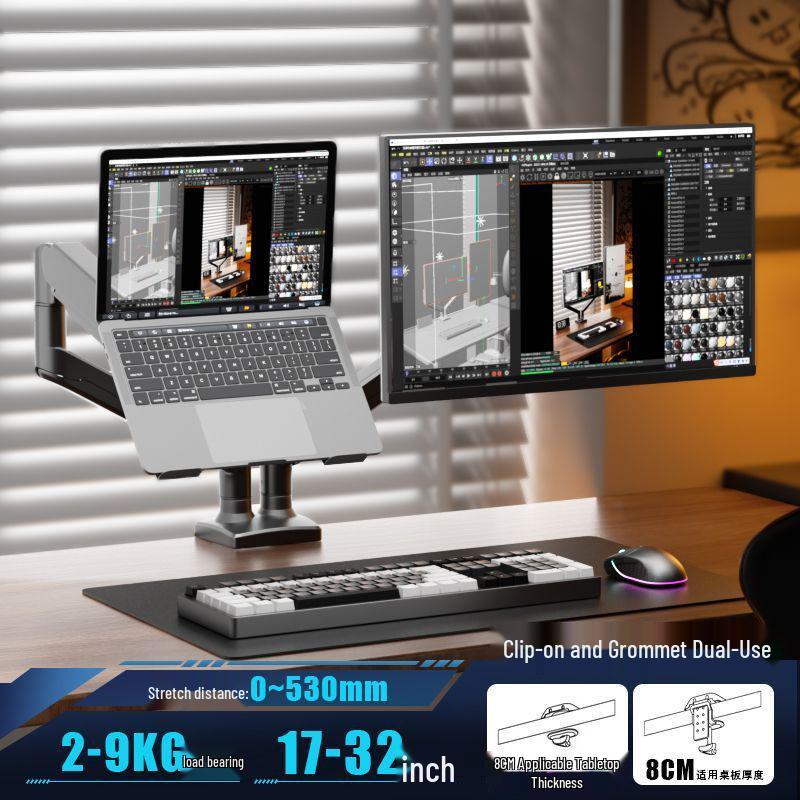 Dual Monitor Laptop Stand with Adjustable Arm