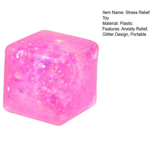 Glitter Cube Squeeze Toy Anxiety Relief Stress Cube Squeeze Sensory Toy Slow Rising Office Workers Relaxation Stress Ball Desk Toy