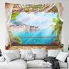 Tapestry Wall Hanging Beautiful Sea Beach Landscape    Art Bedroom Window Decoration  Background