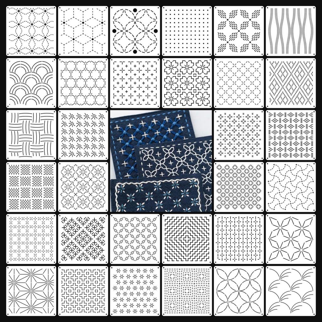 DIY Embroidery Template Sashiko Quilting Stencils Reusable Handicraft Tools for Sewing Projects Craft Supplies Kit