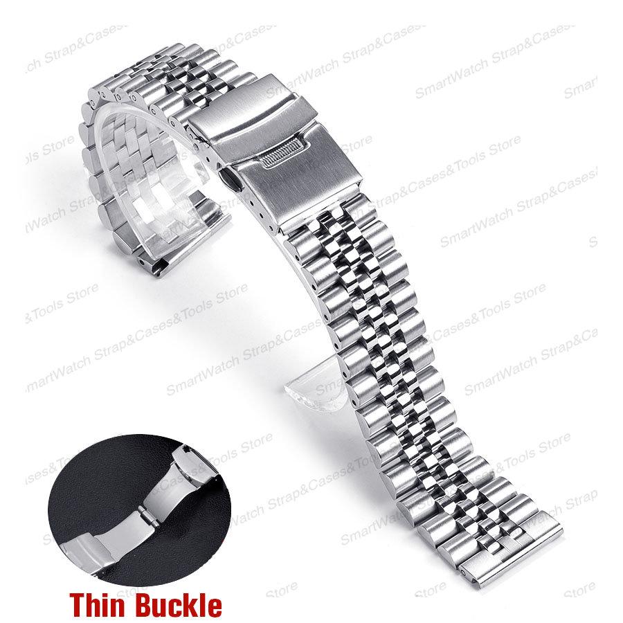 Solid Stainless Steel for Jubilee Strap for Seiko SKX007 SKX009 Metal Silver Bracelet 18 19 20 21 22 23 24mm Universal Watchband