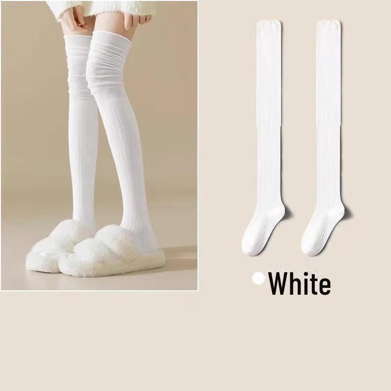 

Женские носки выше колена Duiduo: Весна/Осень, белые чулки, длина до колена, стиль JK, идеально подходят для сапог. Stitched Thigh Socks (Individual Packaging) белый