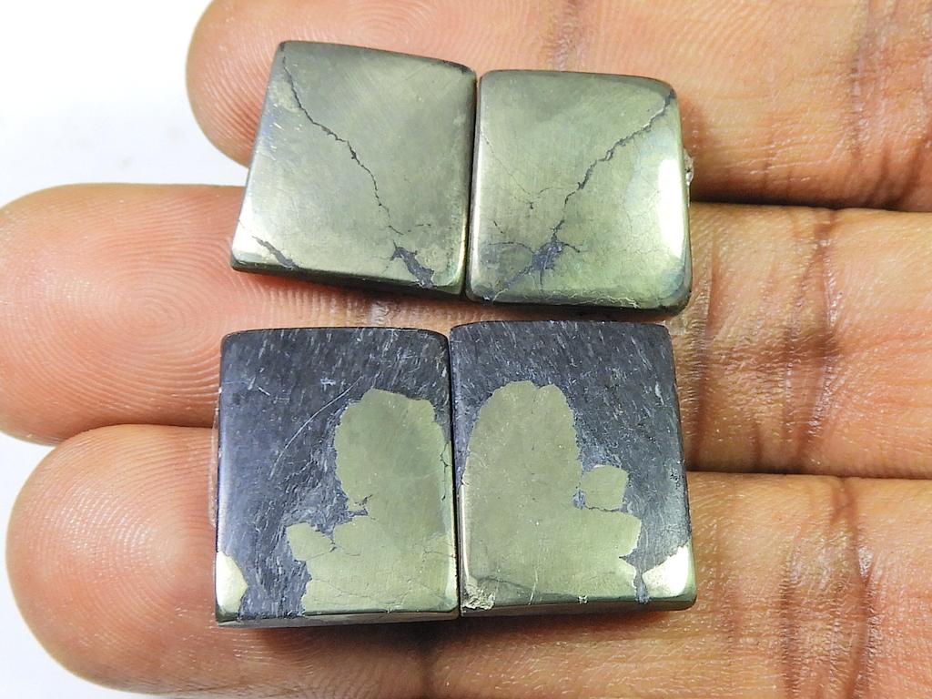 Natural Appach Gold Pyrite 2Matching Pair Octagon Cabochon Gemstone 15-18MM SK-2146