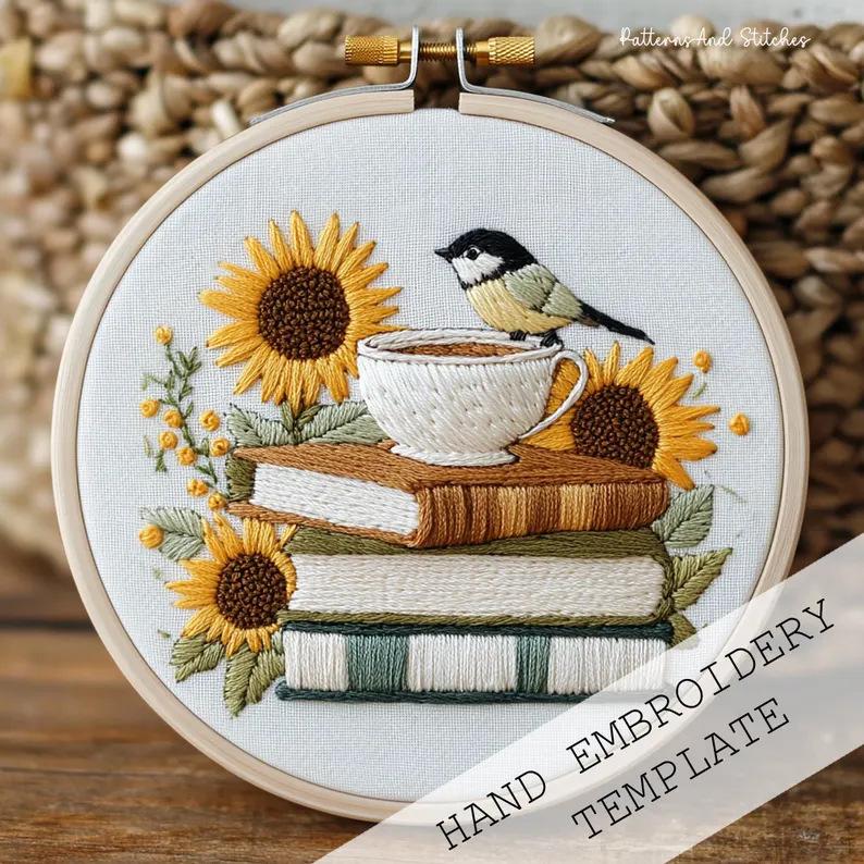 1set This DIY Sunflower Embroidery Kit Is Suitable for Beginners and Includes English Stitch Instructions. It's a Fabric Embroidery Kit.