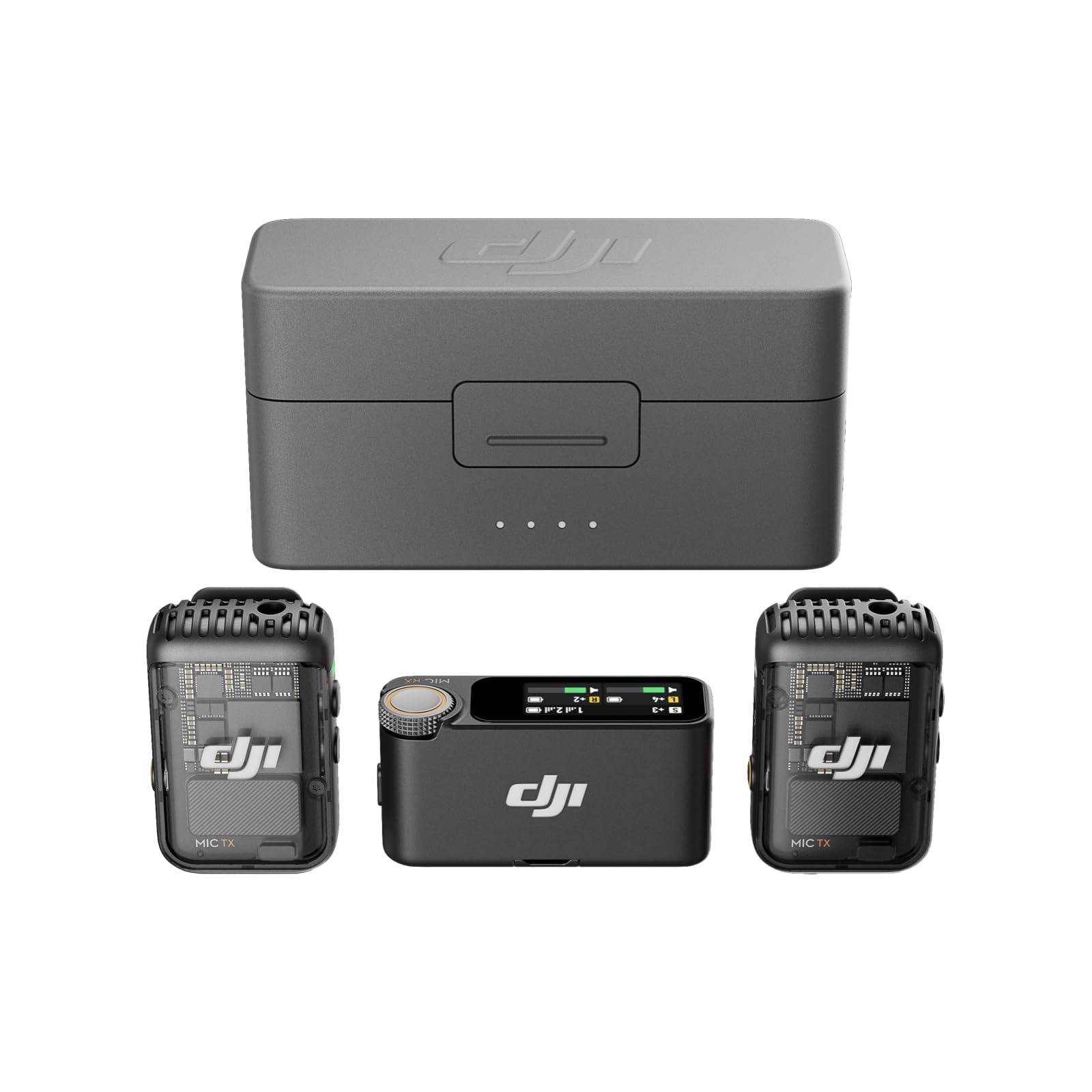 

DJI Mic 2 (2 Transmitters + 1 Receiver + Charging Case) All-in-One Wireless Microphone with Smart Noise Cancellation, 32-bit Float Internal