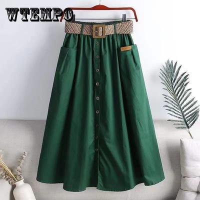 Été Couleur Unie Lâche Décontracté avec Ceinture Jupes Femmes Vintage Esthétique Chic Robe De Soirée Femme Taille Haute Sexy Femme Vêtements