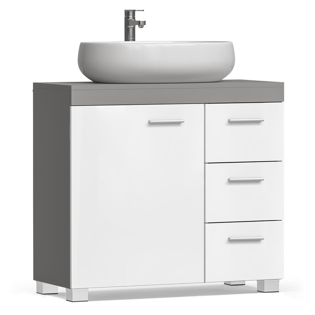 VASAGLE Mobile da bagno, Mobile per bagno, 3 Cassetti Grandi, 30 x 70 x 64 cm, Mobile da bagno, 2 Scomparti Dietro la Porta