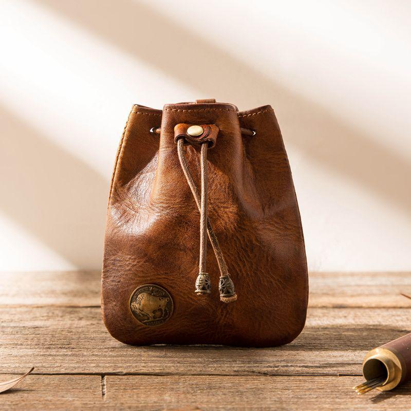 Retro Handmade PU Coin Holder: Soft Texture Multi-functional Men's Cultural Storage Bag