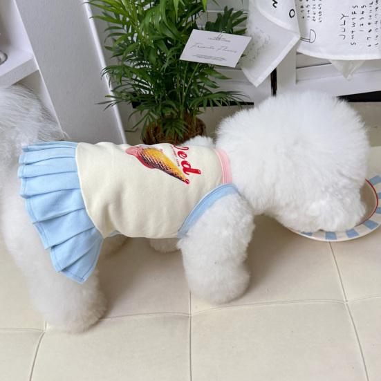 Dog Dress Ice Cream Print Small Puppy Sleeveless Sundress Summer Breathable Ruffle Pet Skirt for Small Dogs Cats