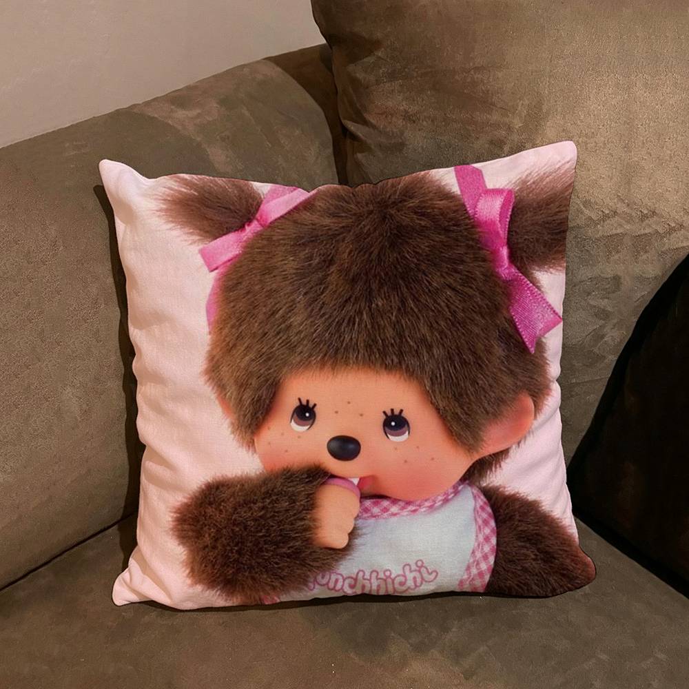 Cartoon Cute Bear M-Monchhichi Pillow Cushion Cover Pillowcase Living Room Sofa Home decorative pillowcase