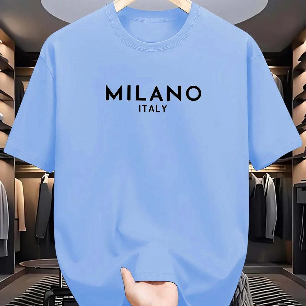 Milan Italian roundneck printed shortsleeved shirt casual casual fashionable for summer men