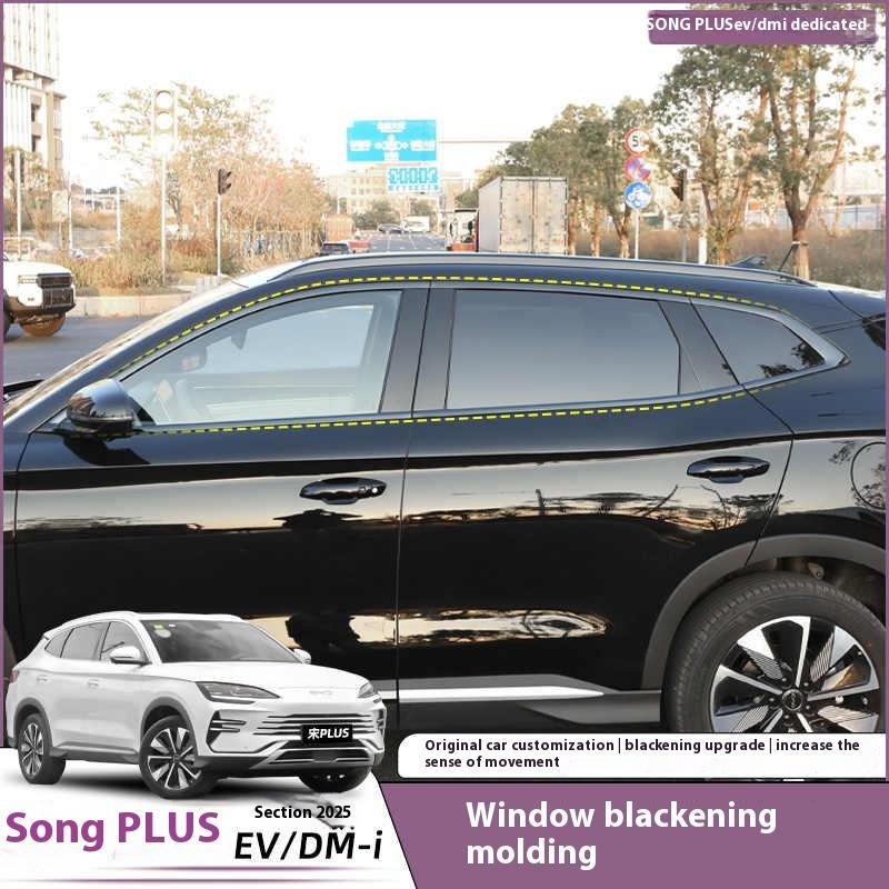 For BYD Song Plus DMI Seal U Sealion 6 Black Window Trim Warrior Sticker EV Stainless Steel Exterior Modification Accessories