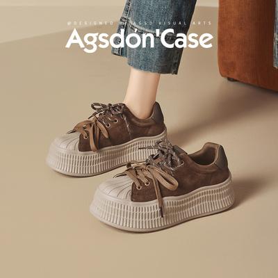 Augustine Thick Baseplate Shoes New Winter Velvet Brown Shell Head Muffin Casual Sports Shoes