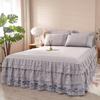 Lace Ruffled Bed Skirt Lace Lace 3 Pcs Set Non-slip Mattress Cover Princess Style Non-pilling Bedroom Bed Cover 3 Pcs Set
