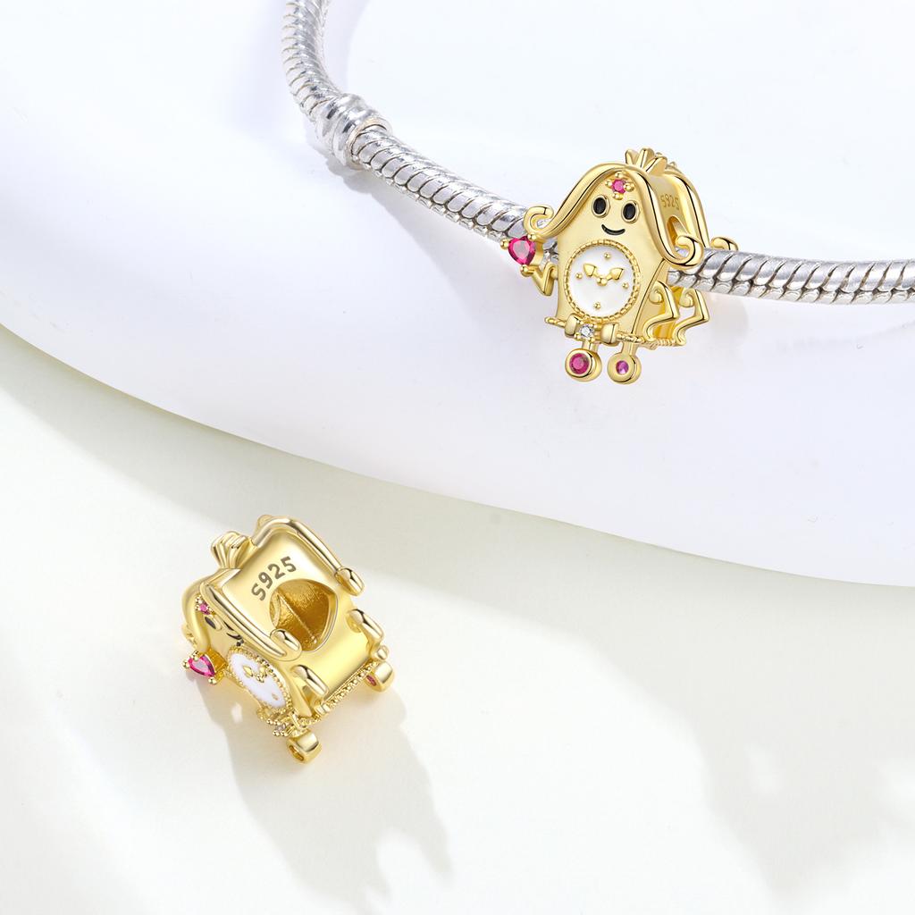 Copper Original Charms Golden Clock Queen Halloween Rose Red Heart Zircon Beads Fit Bracelet Diy Gift Women Jewelry Making