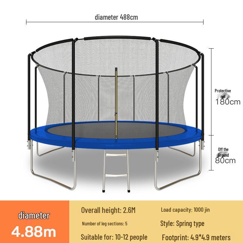 Indoor/Outdoor Kids Fitness Trampoline - Large Round Bouncing Bed for Home and Commercial Use