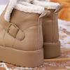 Fashion Thick Bottom Waterproof Pu Snow Boots Women 2025 Winter Metal Buckle Chunky Platform Furry Ankle Boots Warm Plush Casual Shoes