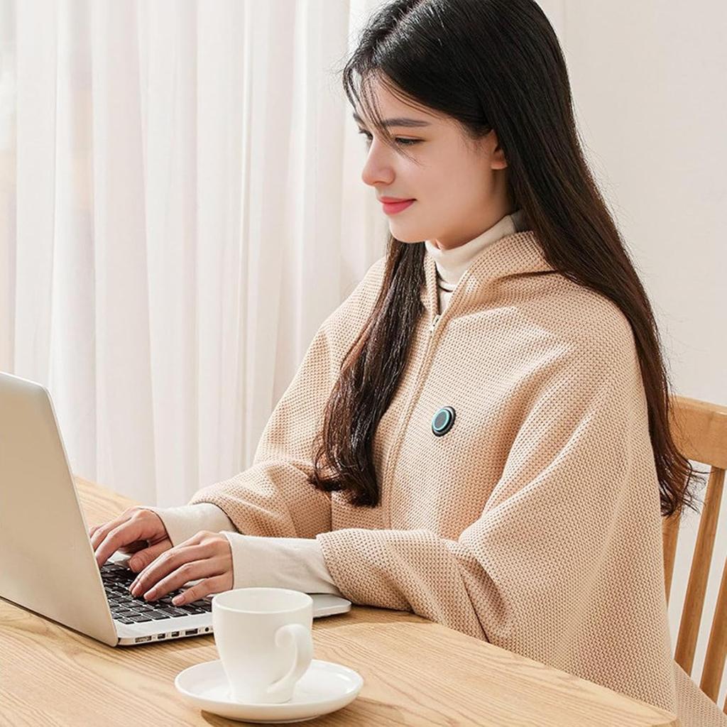 Tragbarer beheizter Schal, beheizte Schalwickel für Frauen, tragbarer elektrischer Heizdeckenschal mit weichem Reißverschluss, 3 Heizstufen, USB-beheizt