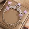 Pandora Style Heart Pendant Bracelet With Amethyst Glass Beads For Women Gift