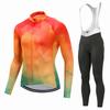 Mens Long Sleeve Cycling Jersey Set Breathable Quick Dry Bike Riding Sportswear