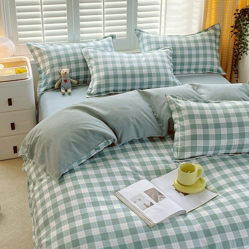 Thickened twill abraded four-piece set cartoon cute printed student dormitory bed sheet quilt set three-piece set