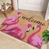 Flamingo Welcome Doormat Letters Waterproof Non-Slip Loop Pile Entrance Rug Outdoor Bath Floor Mat